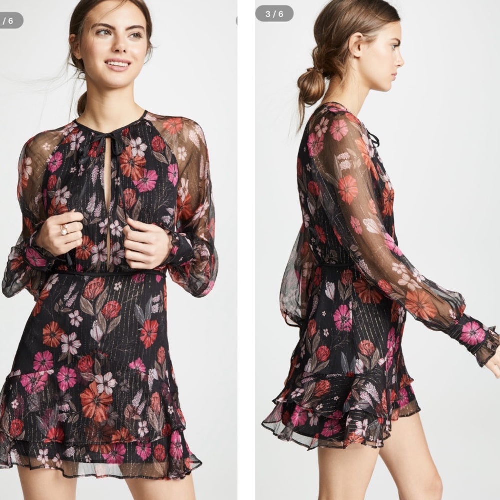 NEW • LA MAISON TALULAH Wild Bloom Long Sleeve Mini Dress Winter Floral